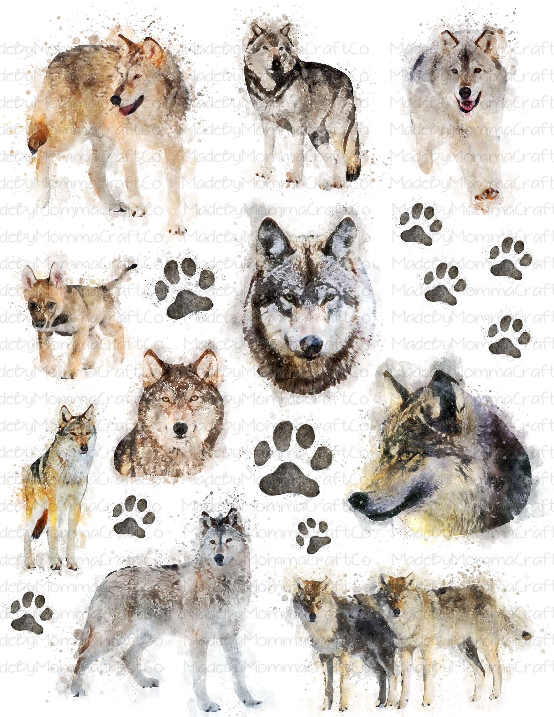 Wolf -Cheat Clear Waterslide ™ or Sticker Themed Sheet  Elements Sheet