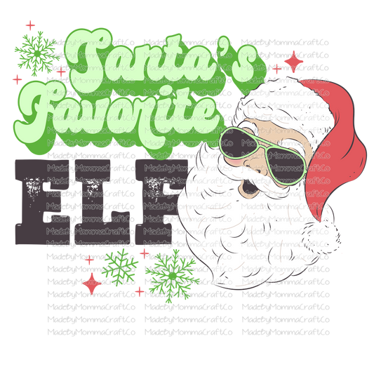 Santas Favorite Elf Retro Green -Cheat Clear Waterslide™ or White Cast Sticker