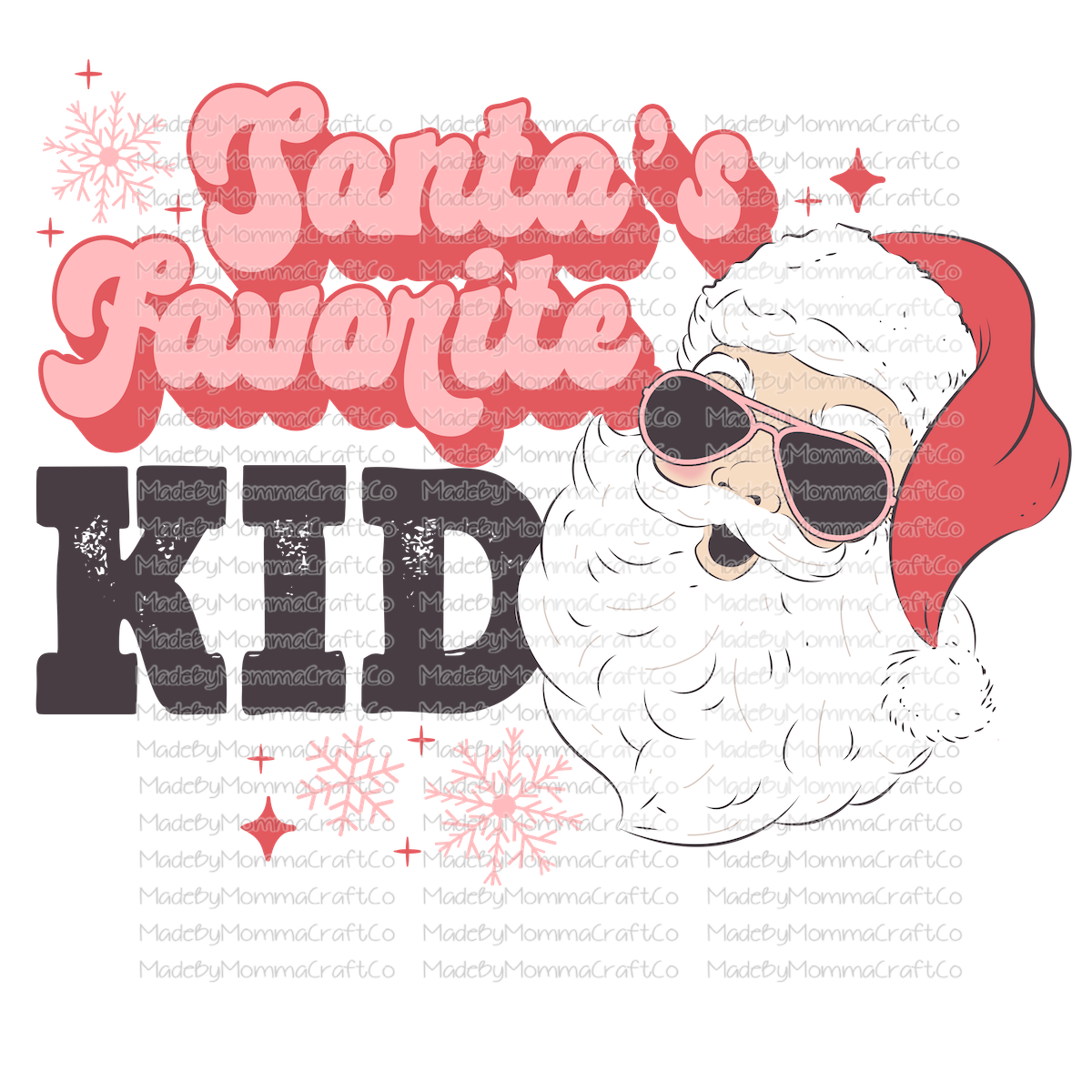 Santas Favorite Kid Retro Red Christmas -Cheat Clear Waterslide™ or White Cast Sticker