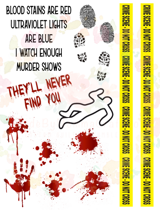 Crime Scene Murder Shows Waterslide Decals\ laser printed or digital download