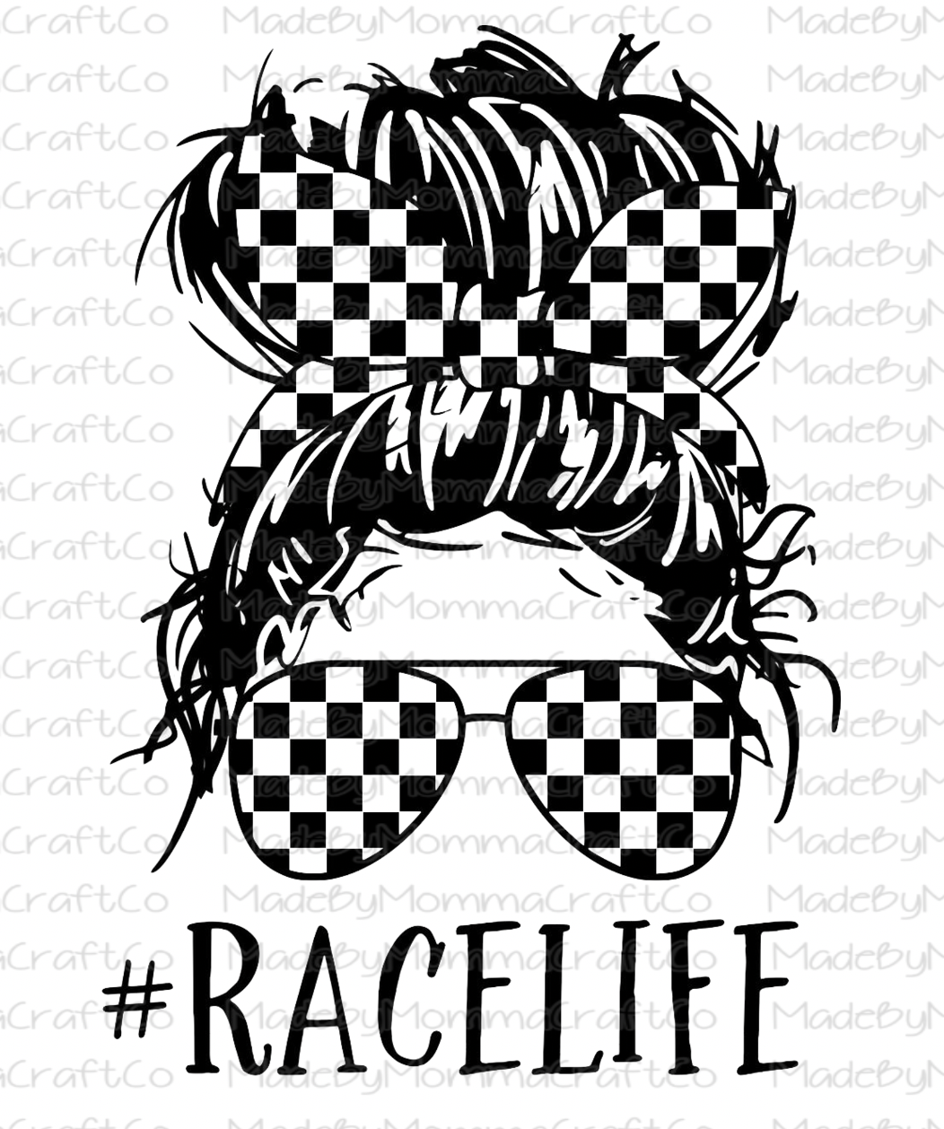 Race Life Messy Bun -Cheat Clear Waterslide™ or White Cast Sticker