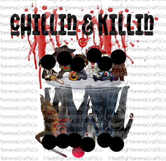 Chillin and Killin Halloween Horror Cheat Clear Waterslide™ or White Cast Sticker