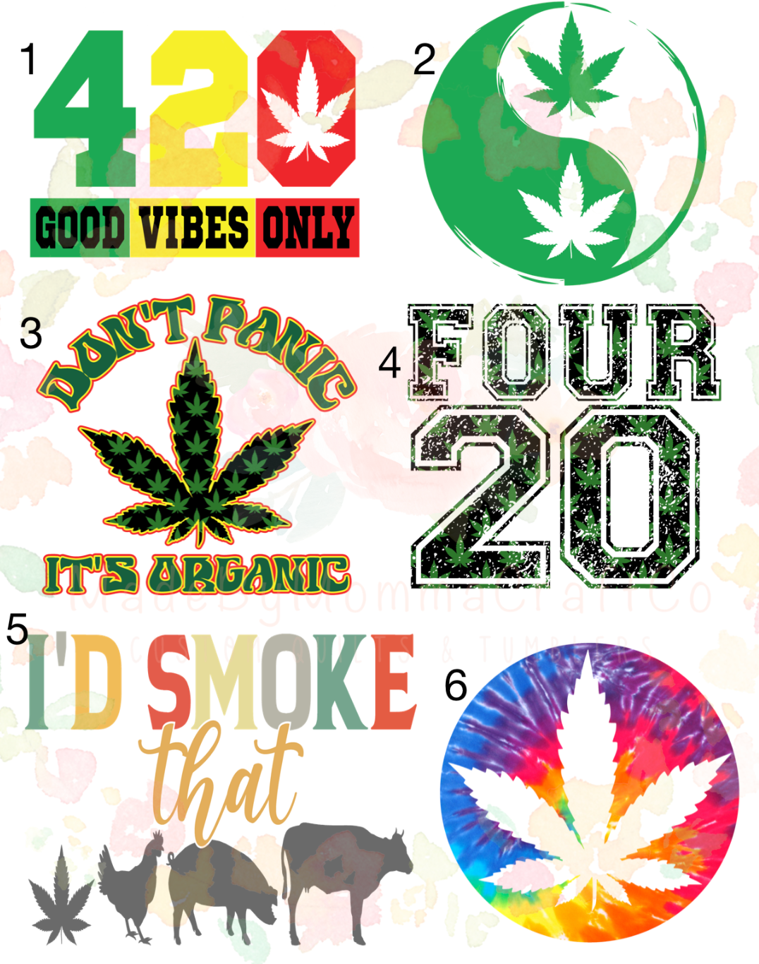 420 Marijuana Pot Leaf Weed Cheat Clear Waterslide™ or White Cast Sticker