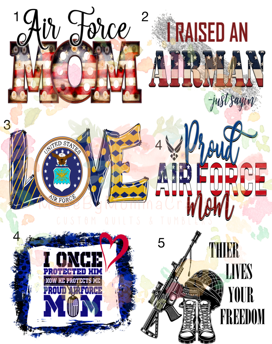 Air Force Mom America Troops Merica Waterslide Decals Cheat Clear Waterslide™ or White Cast Sticker