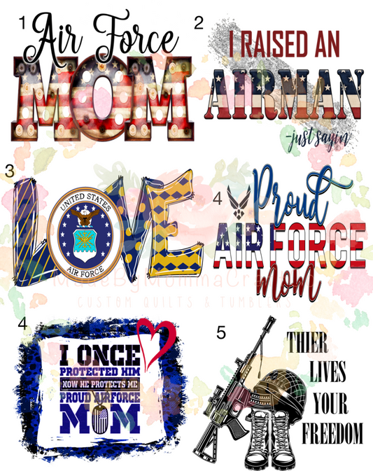 Air Force Mom America Troops Merica Waterslide Decals Cheat Clear Waterslide™ or White Cast Sticker