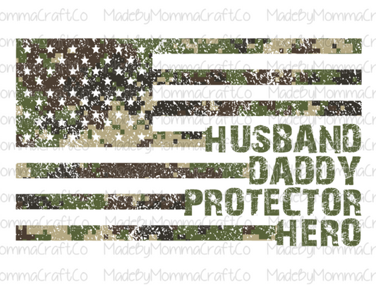 Camo Army or Navy Flag Daddy Protector Hero Cheat Clear Waterslide™ or White Cast Sticker