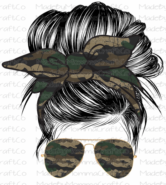 Camo Messy Bun Cheat Clear Waterslide™ or White Cast Sticker