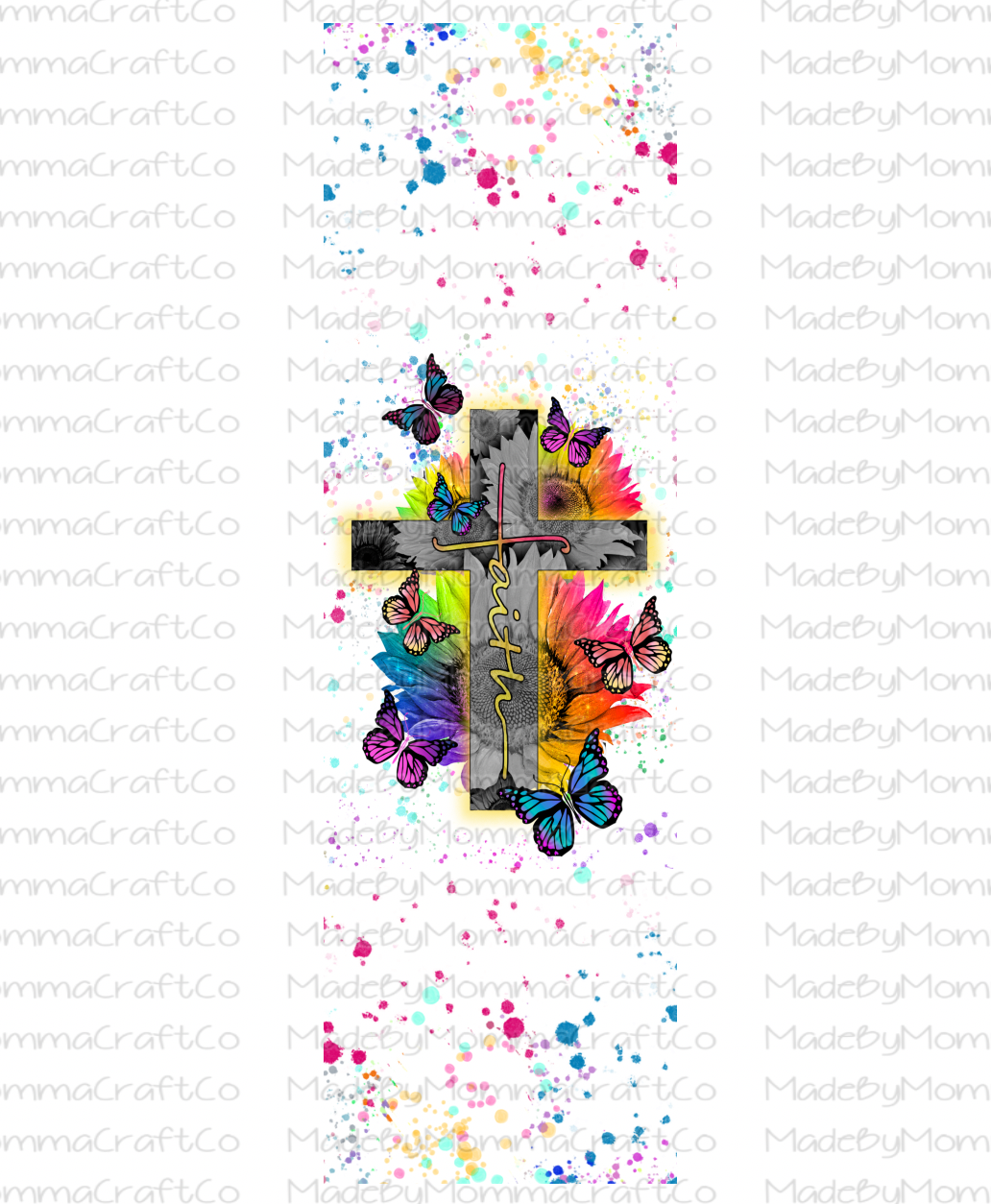 Faith Sunflower Cross Cheat Clear Waterslide™ Pen Wrap Decal