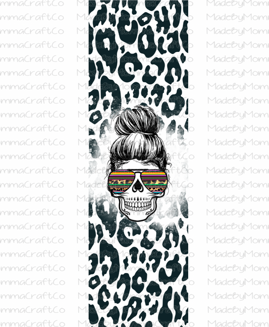 Leopard Serape Messy Bun Skull Cheat Clear Waterslide™ Pen Wrap Decal