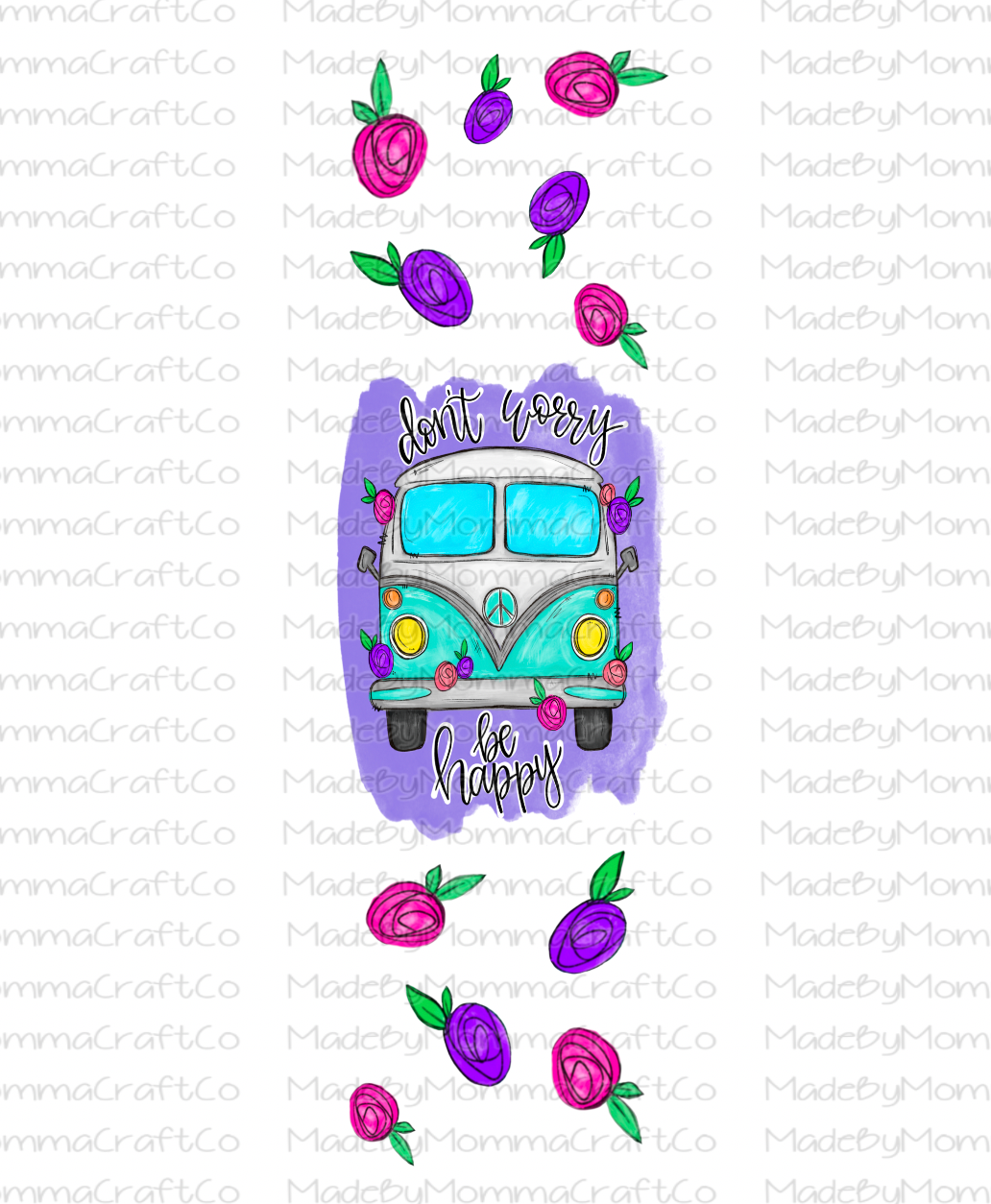 VW Buss with Flowers Cheat Clear Waterslide™ Pen Wrap Decal