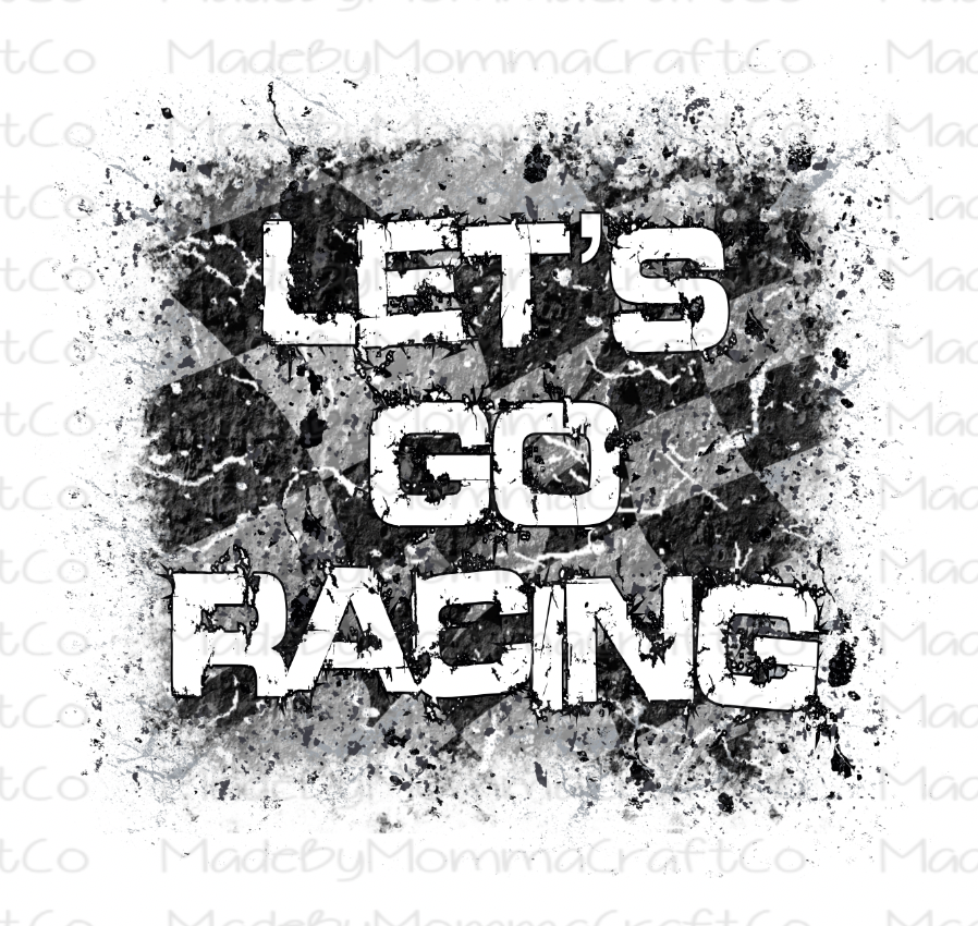 Let's Go Racing Checkered Flag Manly - Waterslide Decal or Digital Download