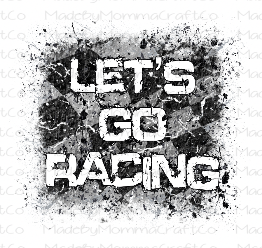 Let&#39;s Go Racing Checkered Flag Manly - Waterslide Decal or Digital Download