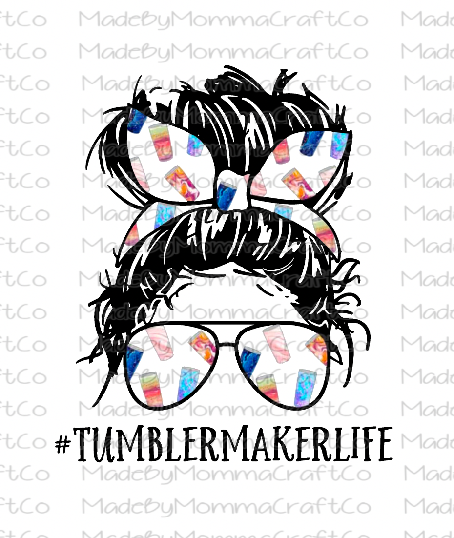 Tumbler Maker Messy Bun - Cheat Clear Waterslide™ or White Cast Sticker