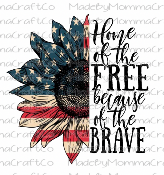 Home Of The Free Because of the Brave Weathered Sunflower - Waterslide Decal or Digital Download