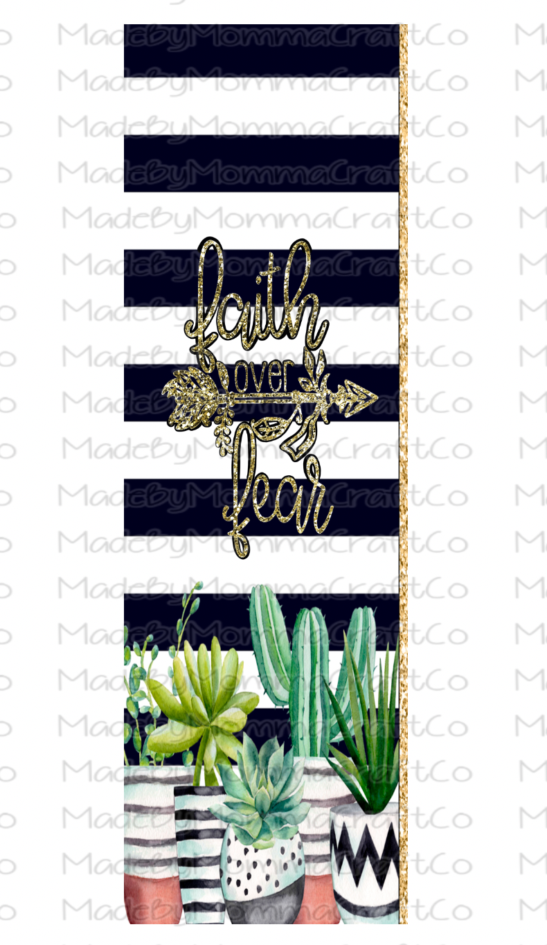 Faith Over Fear Succulent Pen Wrap - Printed Waterslide or Digital Download