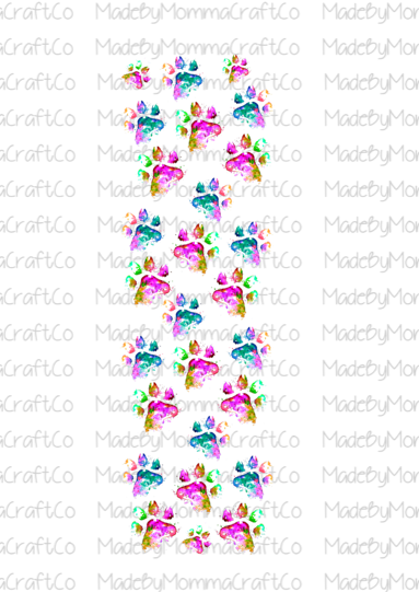 Watercolor Pawprint Pen Wrap - Printed Waterslide or Digital Download