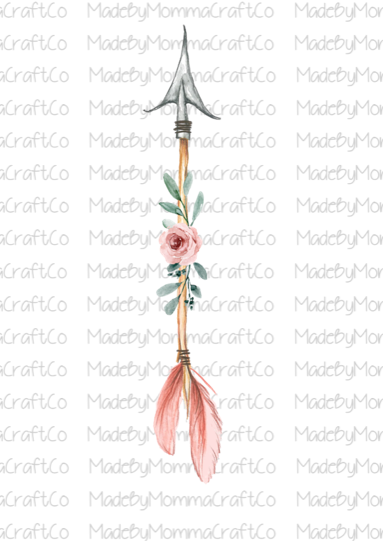 Pink Feather Arrow Pen Wrap - Printed Waterslide or Digital Download