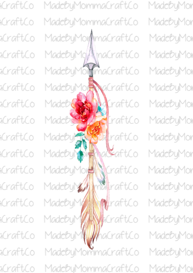 Pink and Teal Floral Boho Arrow Cheat Clear Waterslide™ Pen Wrap Decal