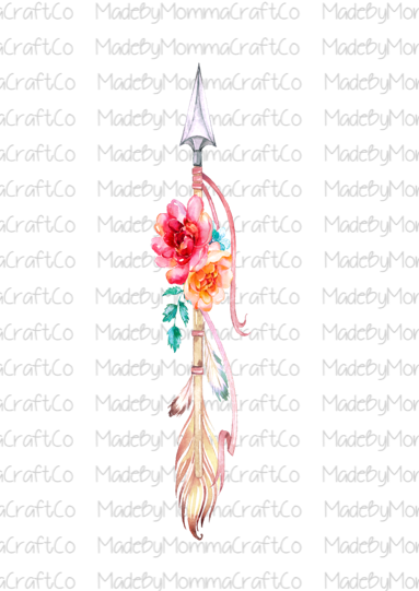 Pink and Teal Feather Arrow Pen Wrap - Printed Waterslide or Digital Download