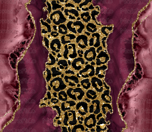 Leopard Purple Maroon Marble Wrap Sublimation or Waterslide Wrap - 20oz and 30oz