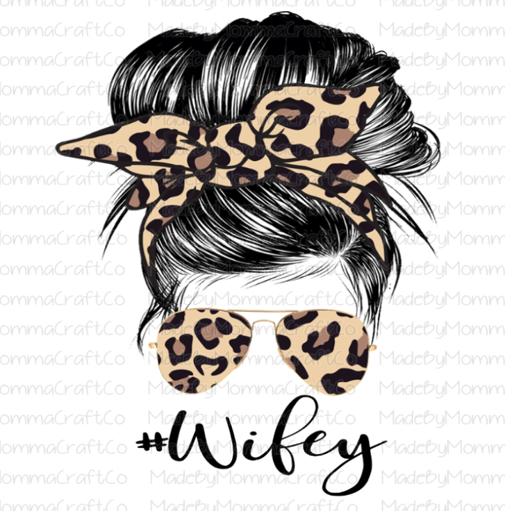 Messy Bun - Wifey - Leopard - Cheat Clear Waterslide™ or White Cast Sticker