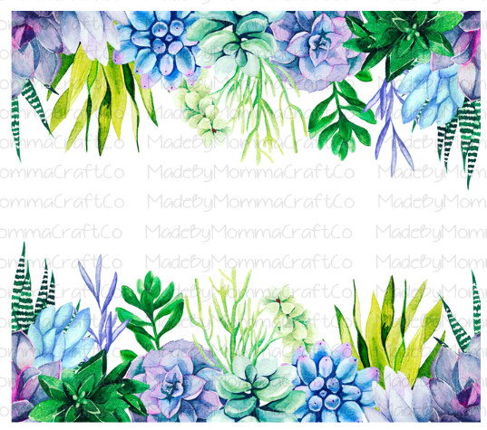watercolor succulent border Succulent Border Wrap Sublimation or Waterslide Wrap - 20oz and 30oz | Made By Momma Transfers