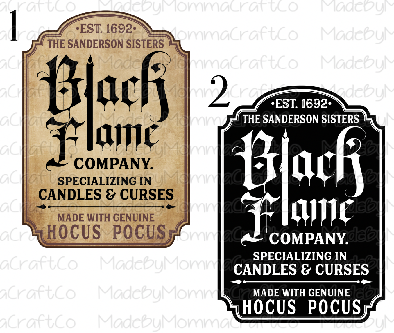 Black Flame Candle Halloween Cheat Clear Waterslide™ or White Cast Sticker