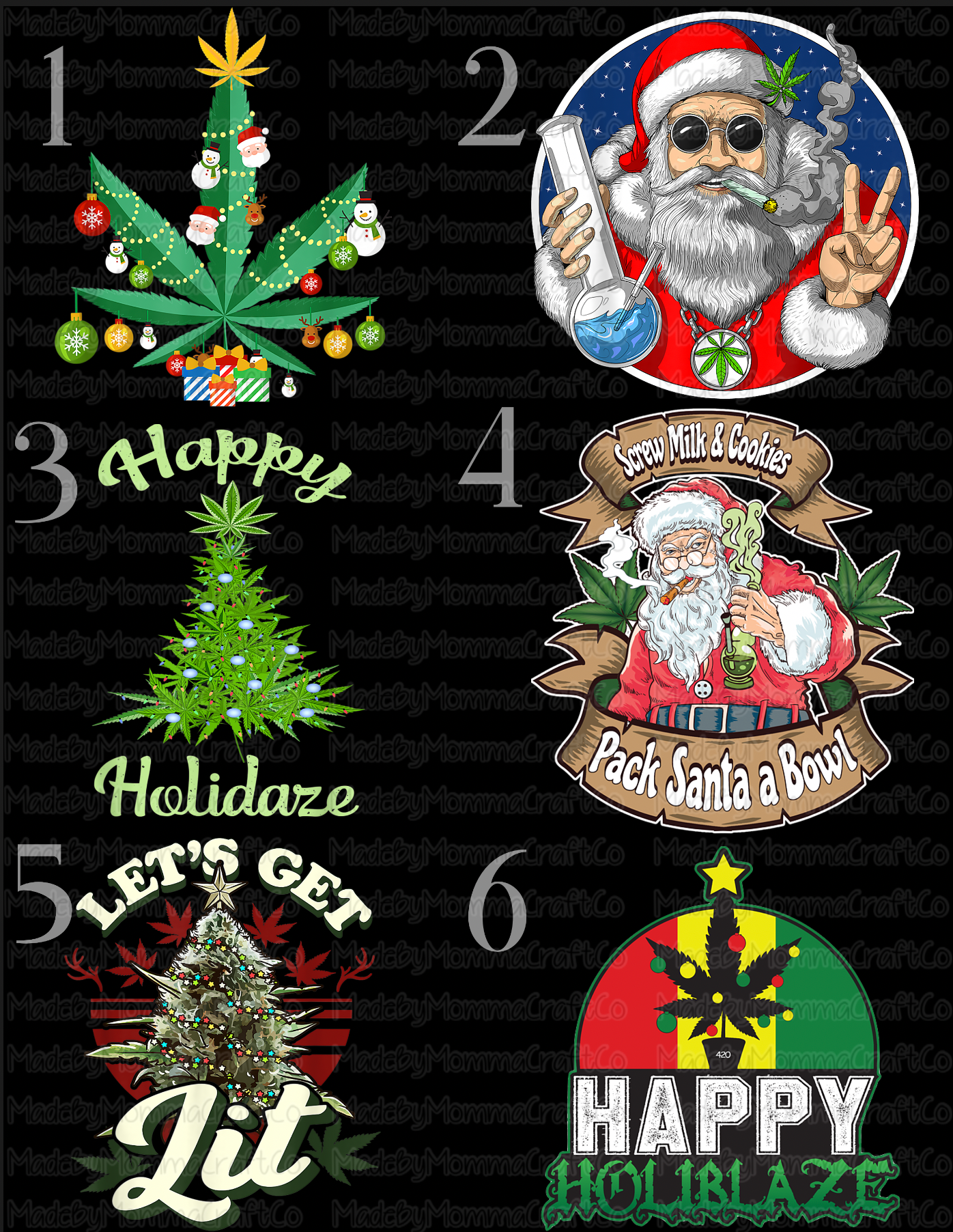 Christmas Marijuana Santa - Cheat Clear Waterslide™ or White Cast Sticker