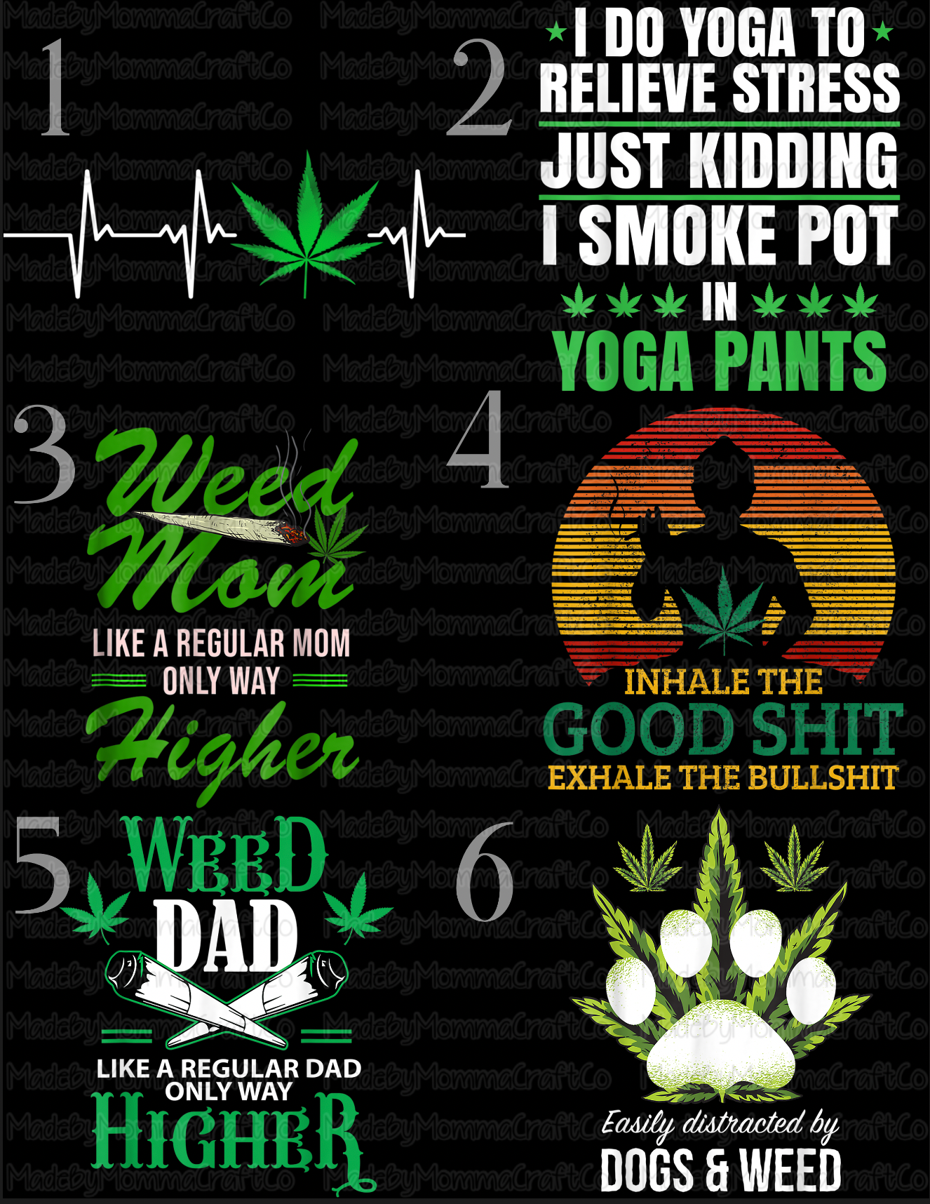 Weed Mom Weed Dad Dogs and Weed - Cheat Clear Waterslide™ or White Cast Sticker