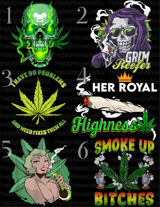 Grim Reefer Pot Leaf Designs - Cheat Clear Waterslide™ or White Cast Sticker