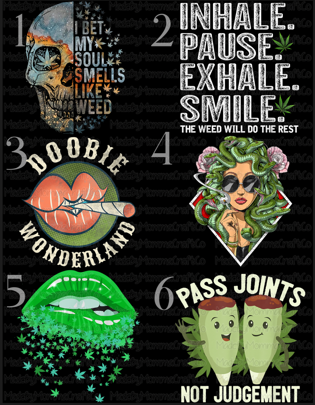 Doobie Wonderland Weed Lips - Cheat Clear Waterslide™ or White Cast Sticker