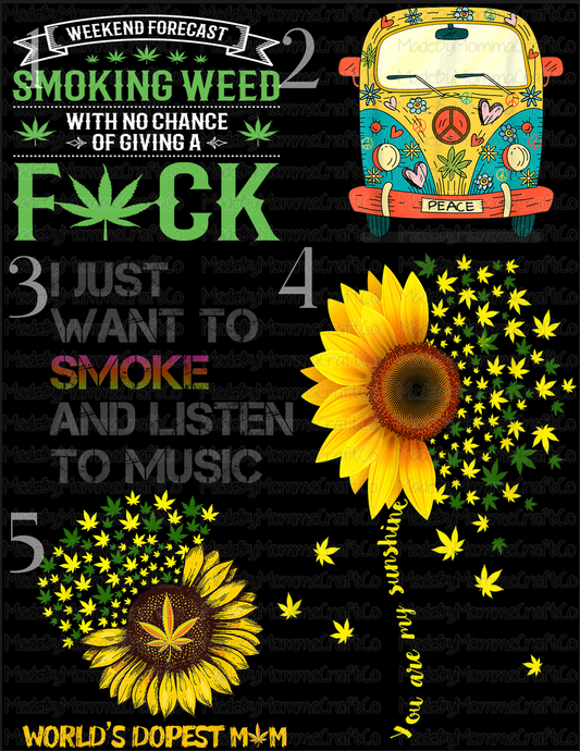 Pot Leaf Hippie Bus & Pot Leaf Sunflower - Cheat Clear Waterslide™ or Cheat Clear Sticker Decal