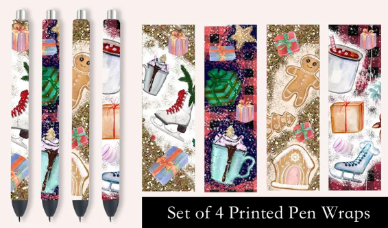 Sweet Treats Christmas Set Of 4 Printed Pen Wraps