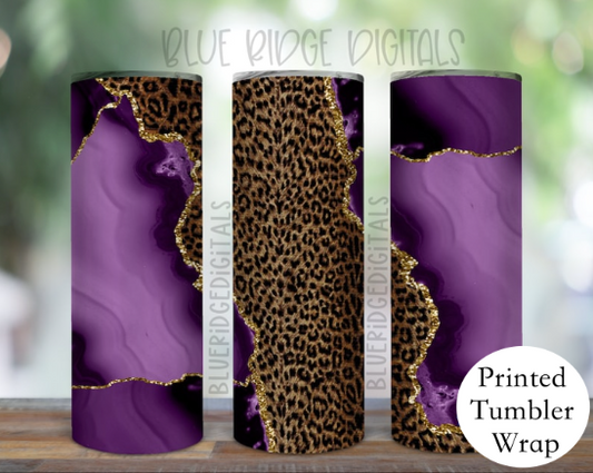 Purple Leopard Sublimation Tumbler Wrap - Or Clear Waterslide Wrap