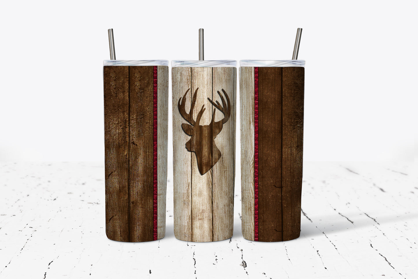 Buck Woodgrain Masculine Sublimation Tumbler Wrap - Or Clear Waterslide Wrap