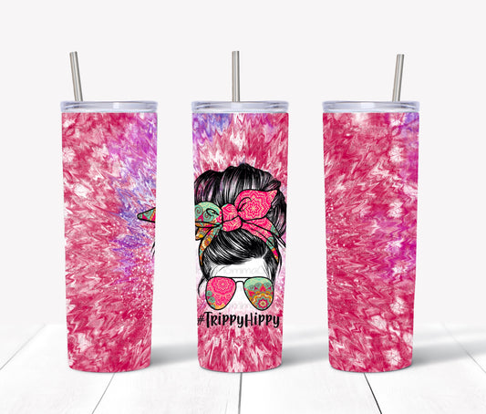 Trippy Hippy Messy Bun Wrap Sublimation or Waterslide Wrap - 20oz and 30oz -OR digital download