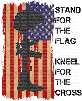 Stand For The Flag Kneel for the Cross Patriotic - Cheat Clear Waterslide™ or White Cast Sticker
