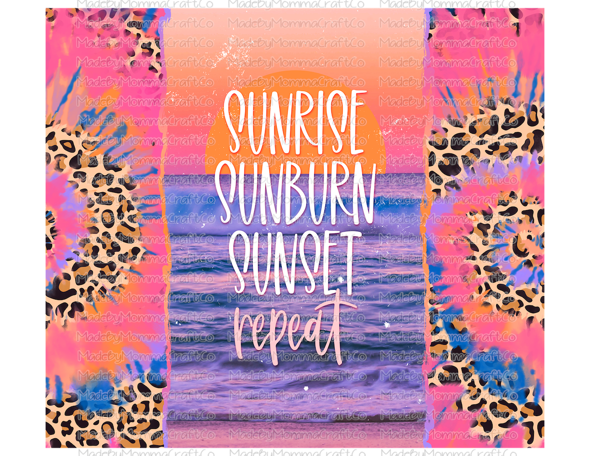 Sunrise Sunburn Neon Leopard Tumbler Wrap - Sublimation Or Clear Waterslide Wrap