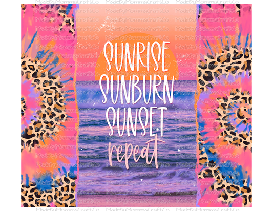 Sunrise Sunburn Neon Leopard Tumbler Wrap - Sublimation Or Clear Waterslide Wrap