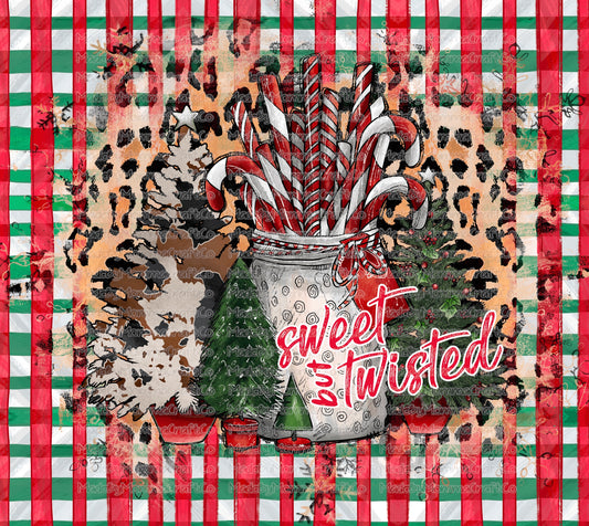 Sweet But Twisted Plaid Christmas Tumbler Wrap - Sublimation Vinyl Or Waterslide Wrap