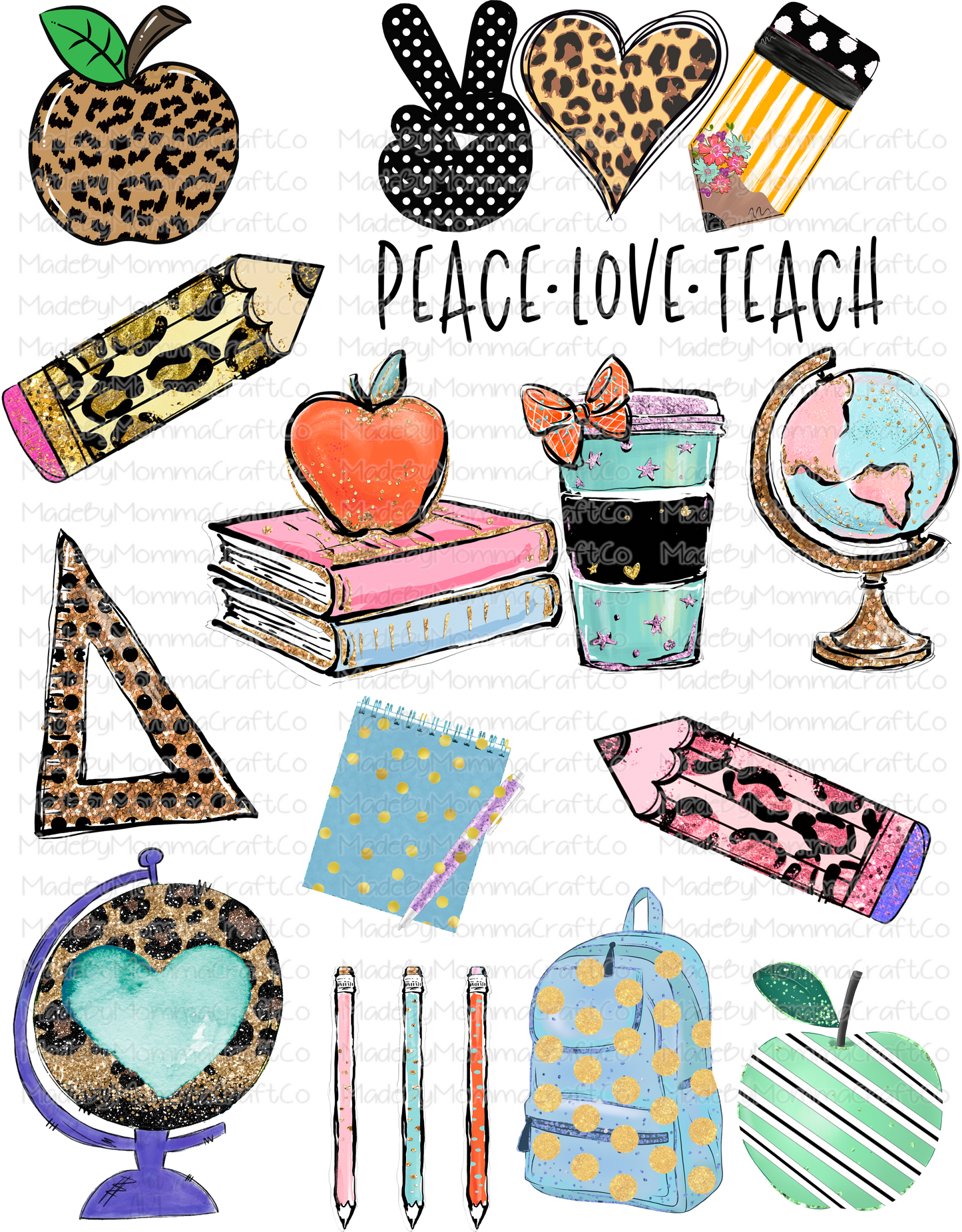 Teacher Cheat Clear Waterslide ™ or Sticker Themed Sheet  Elements Sheet