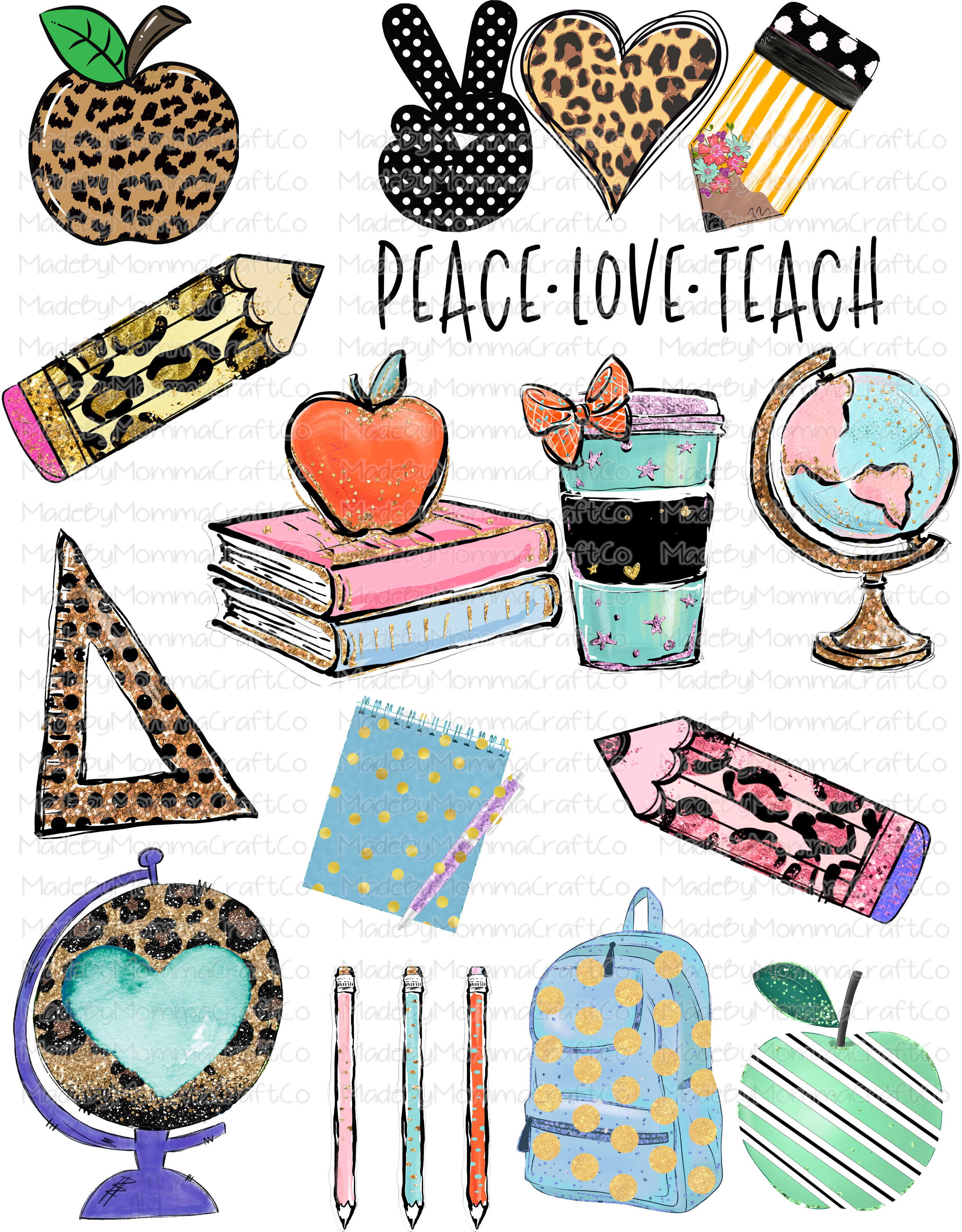 Teacher Cheat Clear Waterslide ™ or Sticker Themed Sheet  Elements Sheet
