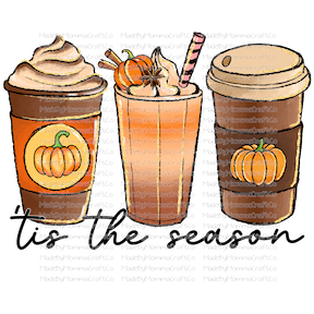 TIS THE SEASON PUMPKIN SPICE Fall-Cheat Clear Waterslide™ or White Cast Sticker