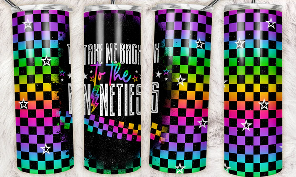 Take Me Back To The 90's Rainbow Sublimation or Waterslide Wrap - 20oz and 30oz