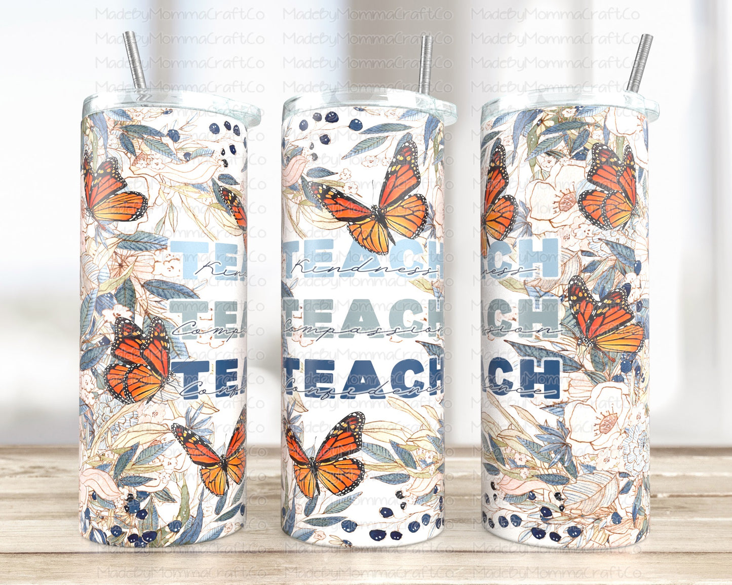 Butterfly Teacher Tumbler Wrap - Sublimation Vinyl Or Waterslide Wrap