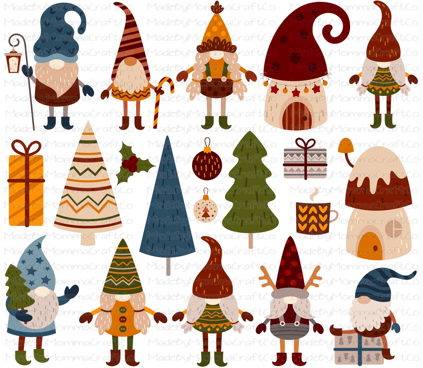 Christmas Gnomes Cheat Clear Waterslide ™ or Sticker Themed Sheet  Elements Sheet