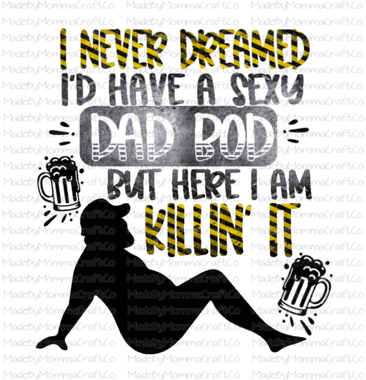 Yellow and Black Sexy Dad Bod Fathers Day - Waterslide Decal or Digital Download