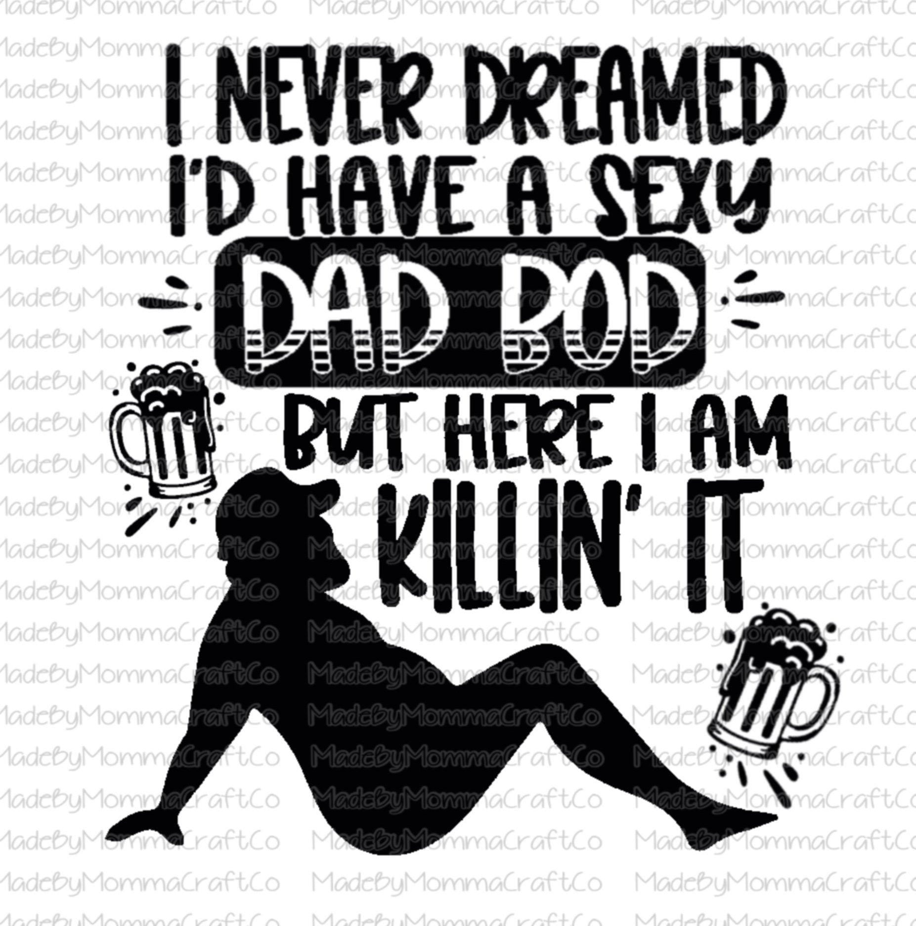 Sexy Dad Bod Fathers Day -Cheat Clear Waterslide™ or White Cast Sticker