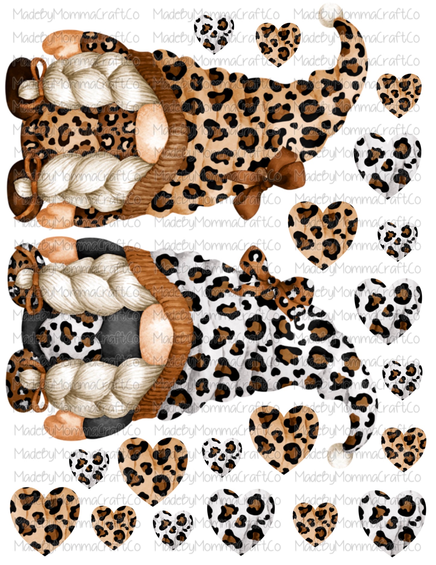 Leopard Gnomes and Hearts Cheat Clear Waterslide™ or White Cast Sticker