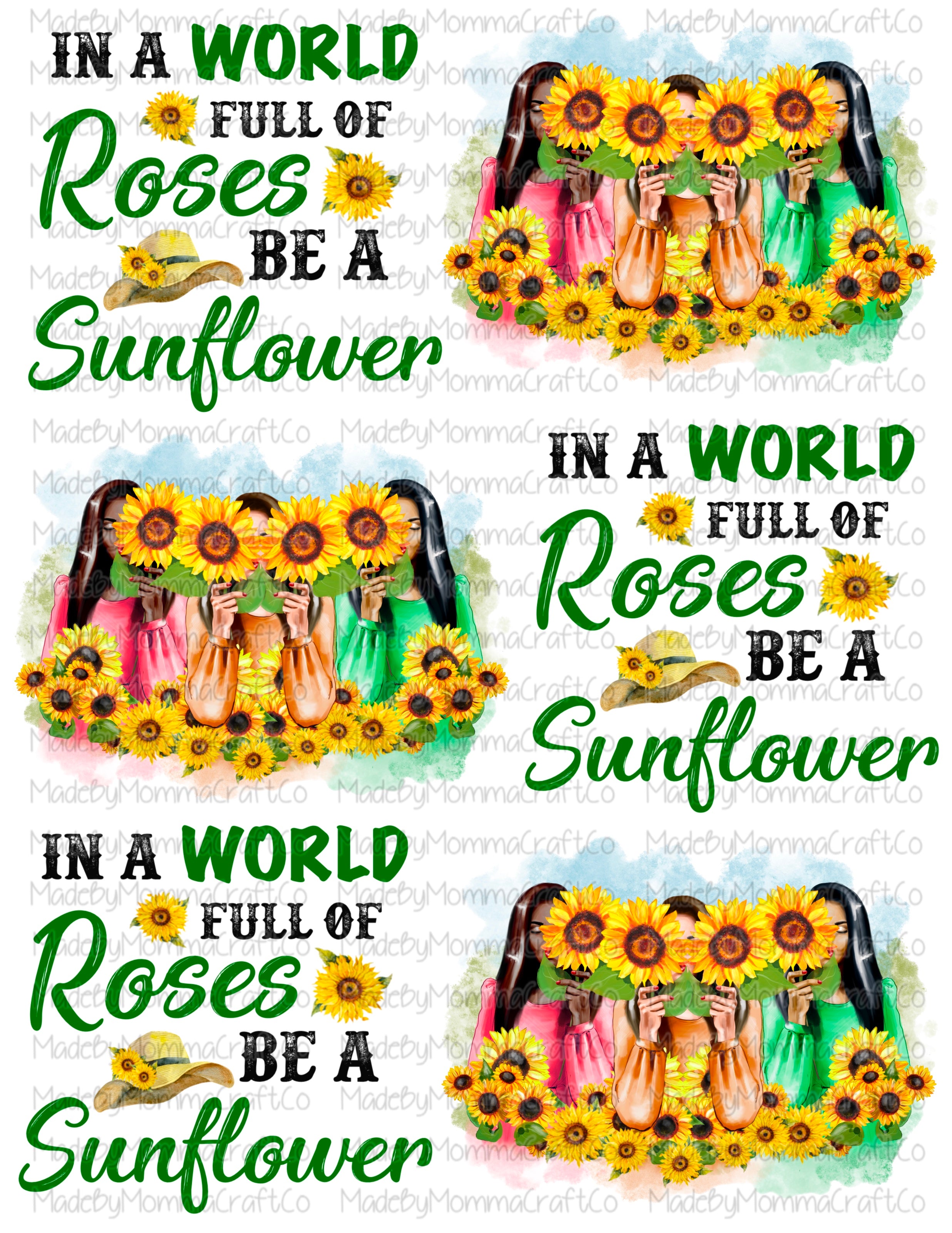 World Full Of Roses Be A Sunflower Besties Cheat Clear Waterslide ™ Printed or Digital Download